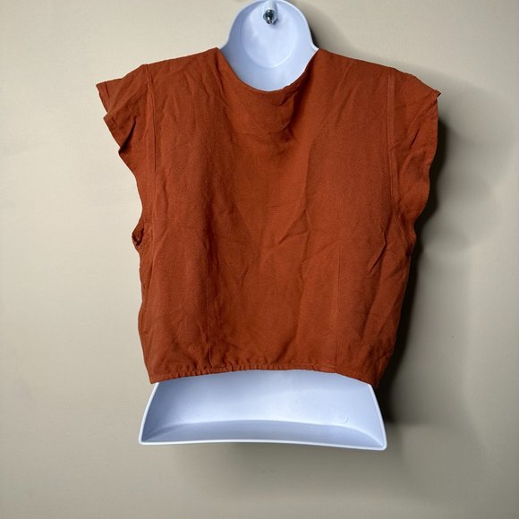 Abercrombie & Fitch Orange Flutter Sleeve Crop Top Women's Medium - Picture 4 of 5